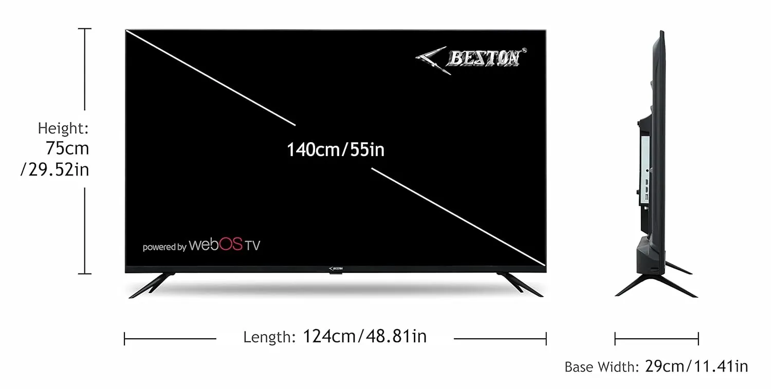 BESTON LED TV 55" SMART UHD WEB OS 4K UHD 1.5GB RAM 8GB ROM (BS55UW1) view 4